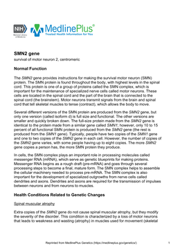 SMN2 Gene Survival of Motor Neuron 2, Centromeric