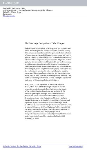 The Cambridge Companion to Duke Ellington Edited by Edward Green Frontmatter More Information