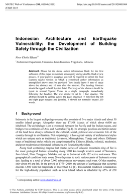 Indonesian Architecture and Earthquake Vulnerability: the Development of Building Safety Through the Civilization