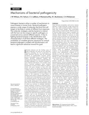 Mechanisms of Bacterial Pathogenicity J W Wilson, M J Schurr, C L Leblanc, R Ramamurthy, K L Buchanan, C a Nickerson