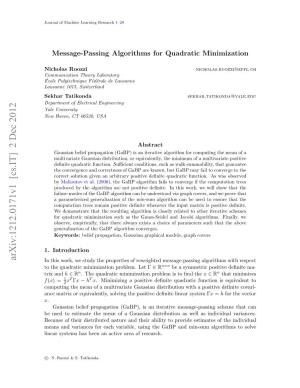 Message-Passing Algorithms for Quadratic Minimization