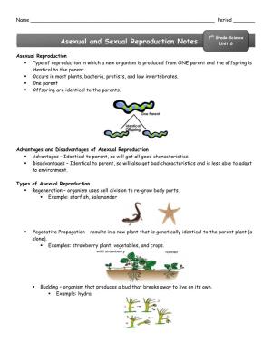 Asexual and Sexual Reproduction Notes Unit 6