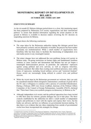 Monitoring Report on Developments in Belarus October 2008 - February 2009