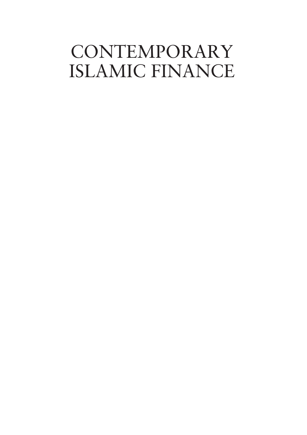 CONTEMPORARY ISLAMIC FINANCE the Robert W