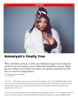 Kamaiyah's Finally Free