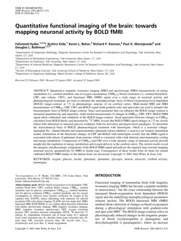 Quantitative Functional Imaging of the Brain: Towards Mapping Neuronal Activity by BOLD Fmri