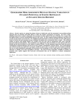 Geographic Risk Assessment Reveals Spatial Variation in Invasion Potential of Exotic Reptiles in an Invasive Species Hotspot