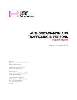 Authoritarianism and Trafficking in Persons