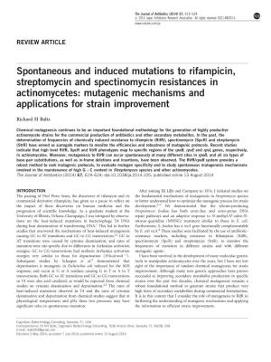 Spontaneous and Induced Mutations to Rifampicin, Streptomycin