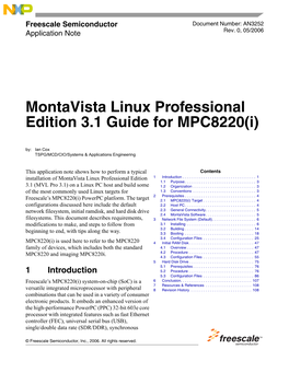 Montavista Linux Professional Edition 3.1 Guide for MPC8220(I)