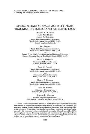 Sperm Whale Surface Activity from Tracking by Radio and Satellite Tags1 Williama