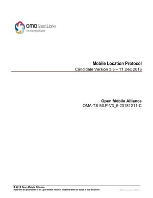 11 Dec 2018 Open Mobile Alliance OMA-TS-MLP-V3 5-20181211-C
