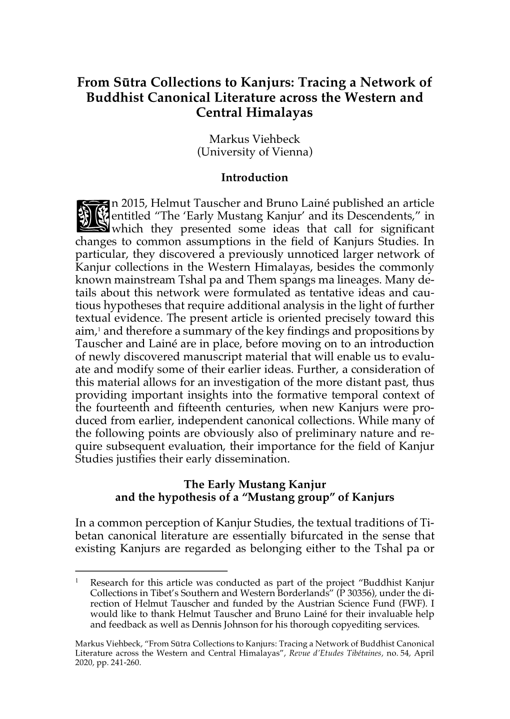 From Sūtra Collections to Kanjurs: Tracing a Network of Buddhist Canonical Literature Across the Western and Central Himalayas