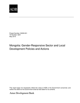 Mongolia: Gender-Responsive Sector and Local Development Policies