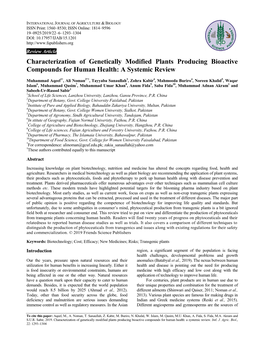 Characterization of Genetically Modified Plants Producing Bioactive Compounds for Human Health: a Systemic Review