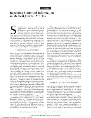 Reporting Statistical Information in Medical Journal Articles