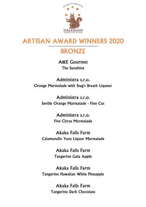 Artisan Award Winners 2020 Bronze