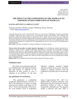 The Impact of the Composition of the Wood Gas to Emissions After... The