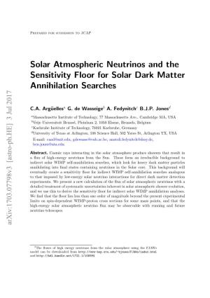 Solar Atmospheric Neutrinos and the Sensitivity Floor for Solar Dark Matter Annihilation Searches