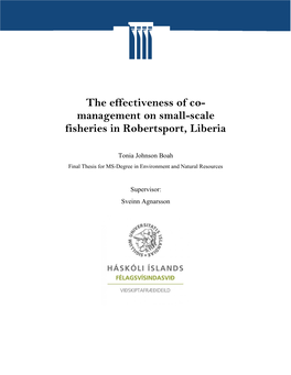 Management on Small-Scale Fisheries in Robertsport, Liberia