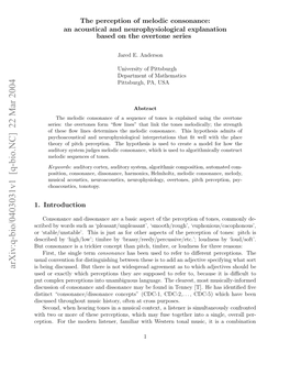 The Perception of Melodic Consonance: an Acoustical And