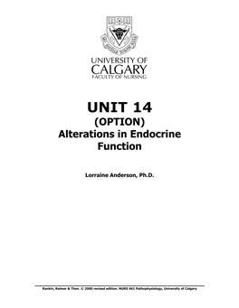 UNIT 14 (OPTION) Alterations in Endocrine Function