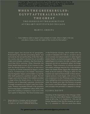 When the Greeks Ruled Egypt: from Alexander the Great to Cleopatra