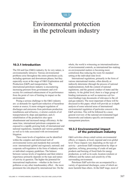 Environmental Protection in the Petroleum Industry