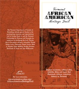 Vermont African American Heritage Trail 2015