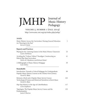 JMHP Journal of Music History Pedagogy
