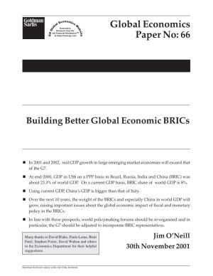 Building Better Global Economic Brics