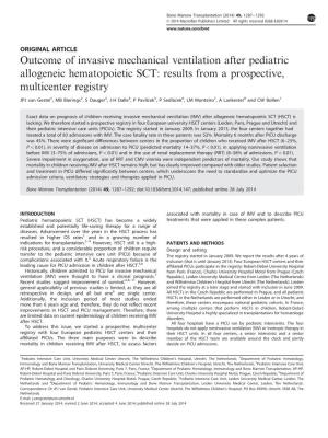 Outcome of Invasive Mechanical Ventilation After Pediatric Allogeneic Hematopoietic SCT: Results from a Prospective, Multicenter Registry
