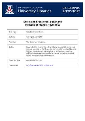 Sugar and the Edge of France, 1800-1860