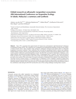 Global Research on Ultramafic (Serpentine) Ecosystems