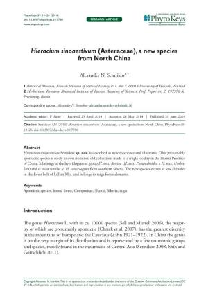 Hieracium Sinoaestivum (Asteraceae), a New Species from North China