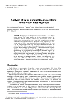 Analysis of Solar District Cooling Systems: the Effect of Heat Rejection