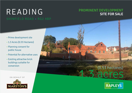 Reading Site for Sale Shinfield Road • Rg2 9Bp