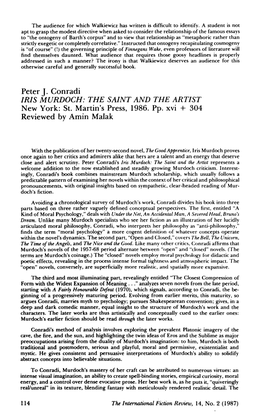 Peter J. Conradi IRIS MURDOCH: the SAINT and the ARTIST New York: St