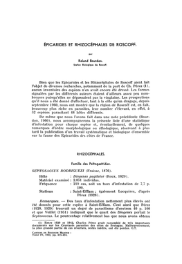 Épicarides Et Rhizocéphales De Roscoff