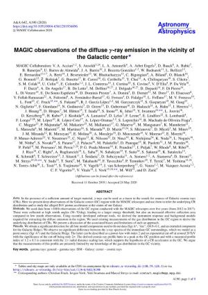 MAGIC Observations of the Diffuse Γ-Ray Emission in the Vicinity of the Galactic Center? MAGIC Collaboration: V