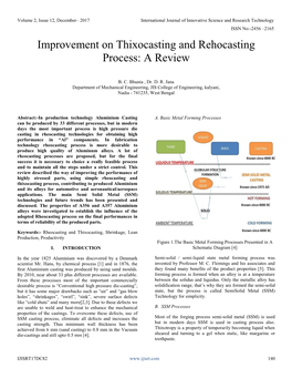 Improvement on Thixocasting and Rehocasting Process: a Review