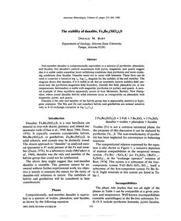 Abstract Introduction Danalite, Fe4be3(Si04)3S, Is a Rare