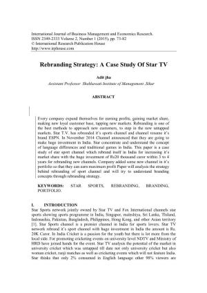 Rebranding Strategy: a Case Study of Star TV