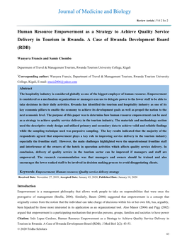Human Resource Empowerment As a Strategy to Achieve Quality Service Delivery in Tourism in Rwanda