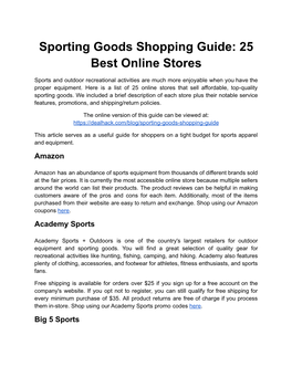 Sporting Goods Shopping Guide: 25 Best Online Stores