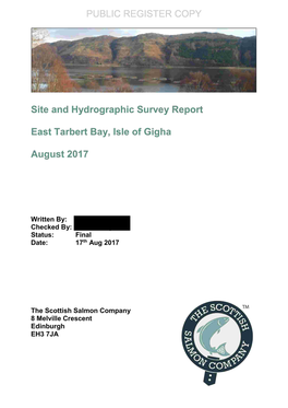 Site and Hydrographic Survey Report East Tarbert Bay, Isle of Gigha