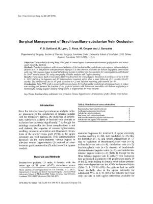 Surgical Management of Brachioaxillary-Subclavian Vein Occlusion