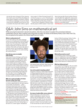 John Sims on Mathematical Art While Pursuing His Doctorate in Dynamical Systems, John Sims Was Drawn to Explore the Connections Between Mathematics and Art