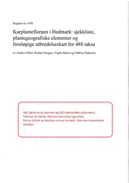Karplantefloraen I Hedmark: Sjekkliste, Plantegeografisl(E