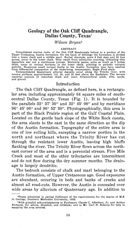 Geology of the Oak Cliff Quadrangle, Dallas County, Texasl Wilson Bryan2